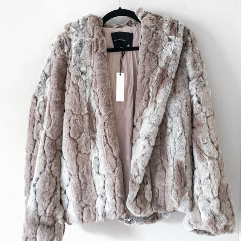 Olivaceous faux fur jacket
